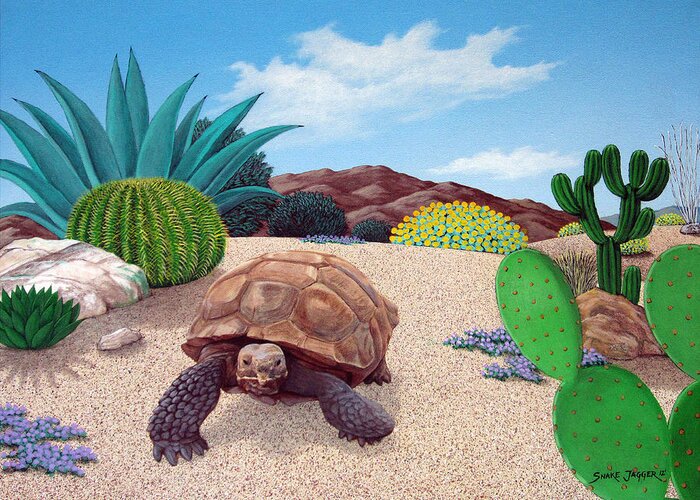 Tortoise Greeting Card featuring the painting Desert Tortoise by Snake Jagger