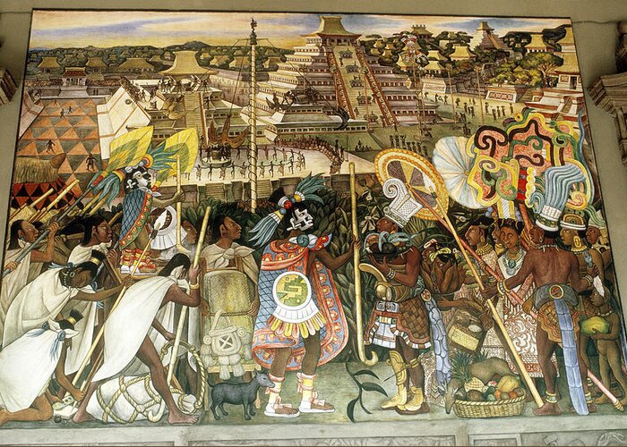 Mexico Greeting Card featuring the painting Diego Rivera Mural by Dick Davis
