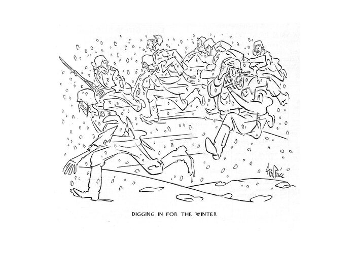 111630 Gpr George Price Greeting Card featuring the drawing Digging In For The Winter by George Price