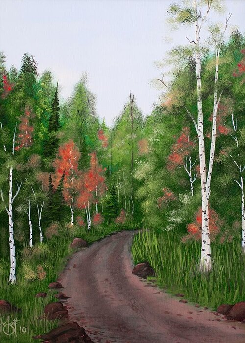 Dirt Road Greeting Card featuring the painting Dirt Road by Alex Izatt