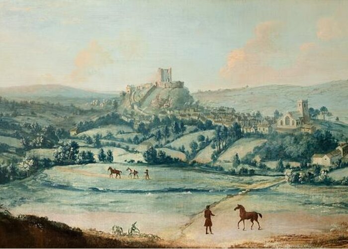 Clitheroe Greeting Card featuring the painting Distant View Of Clitheroe, C.1730 by Matthias Read
