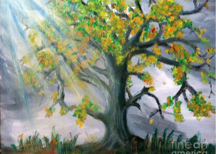 Apple Tree Greeting Card featuring the painting Divinity Inspired by Leanne Seymour