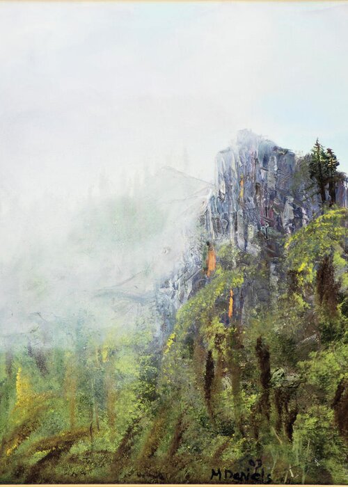 Dixville Notch Nh New Hampshire Mountain Fog Hill Tree Rock Greeting Card featuring the painting Dixville Notch NH by Michael Daniels