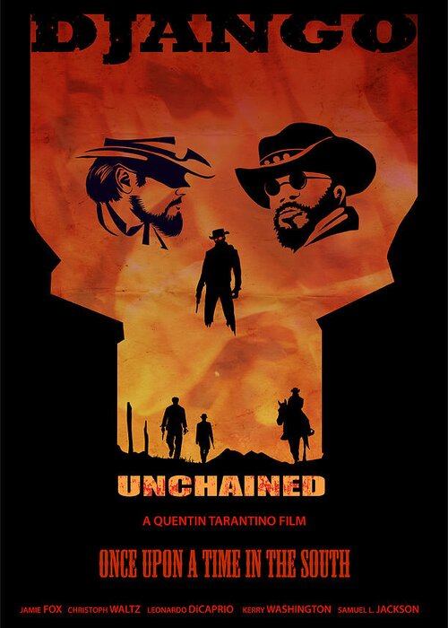 Django Unchained Greeting Card featuring the painting Django Unchained Alternative Poster by Sassan Filsoof