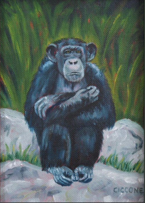 Zoo Greeting Card featuring the painting Do No Evil by Jill Ciccone Pike