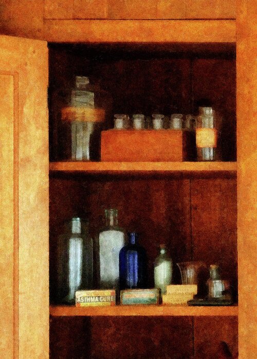 Druggist Greeting Card featuring the photograph Doctor - Medicine Chest with Asthma Medication by Susan Savad