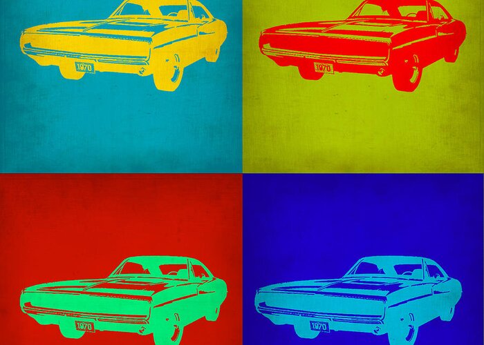 Dodge Charger Greeting Card featuring the painting Dodge Charger Pop Art 2 by Naxart Studio