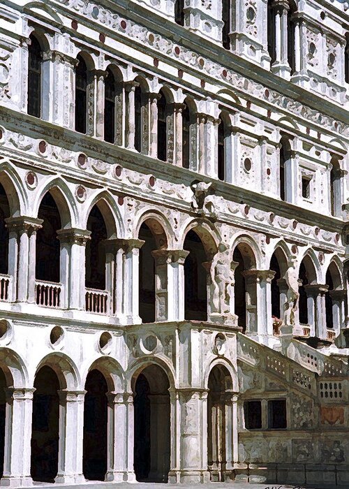 Doge Palace Greeting Card featuring the digital art Doge Palace Venice 2 by John Vincent Palozzi