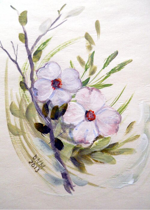 Dogwood Flowers Greeting Card featuring the painting Dogwood Blossom Card by Dorothy Maier