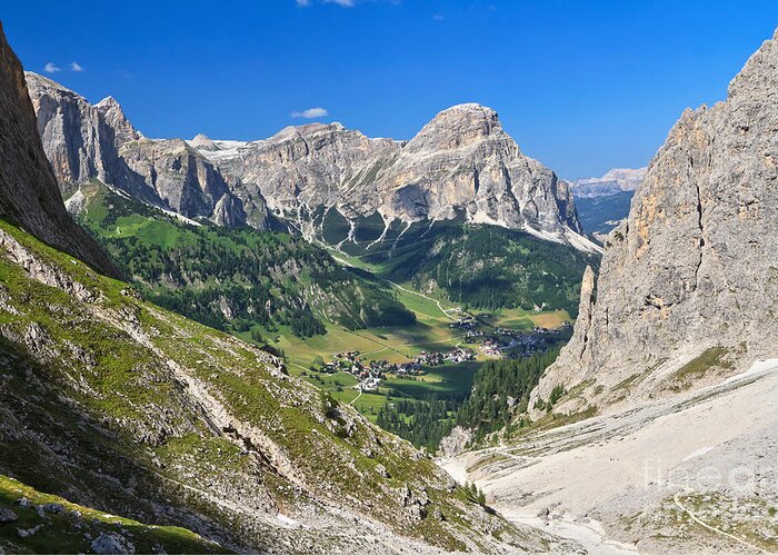 Overview Greeting Card featuring the photograph Dolomiti - Colfosco in Val Badia by Antonio Scarpi