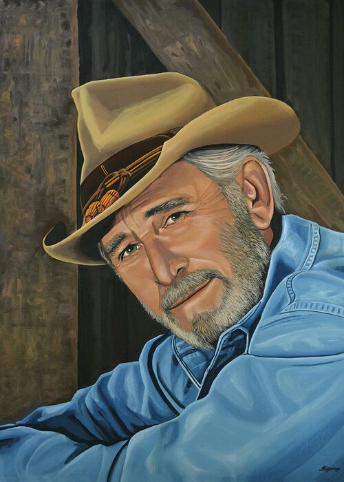 Don Williams Greeting Card featuring the painting Don Williams Painting by Paul Meijering