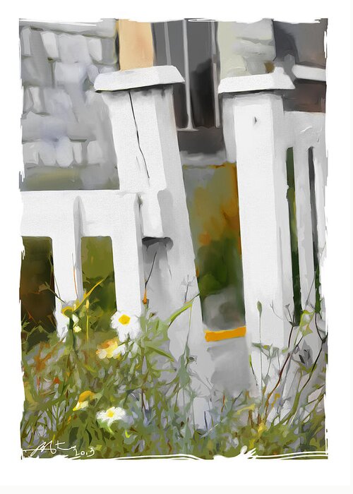 Gate Greeting Card featuring the painting Don't Pick The Daisies by Bob Salo
