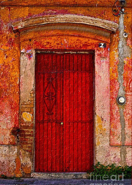 Red Greeting Card featuring the photograph Door Series - Red by Susan Parish