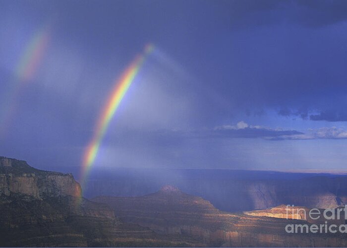 North America Greeting Card featuring the photograph Double Rainbow at Cape Royal Grand Canyon National Park by Dave Welling