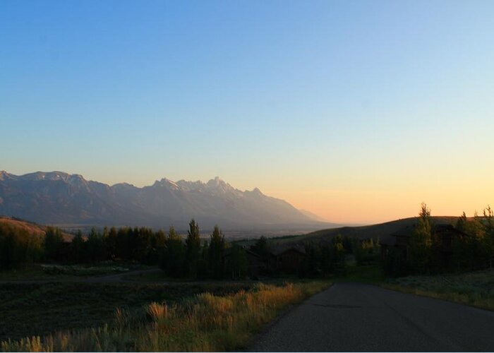 Grand Tetons Greeting Card featuring the photograph Down that road by Catie Canetti