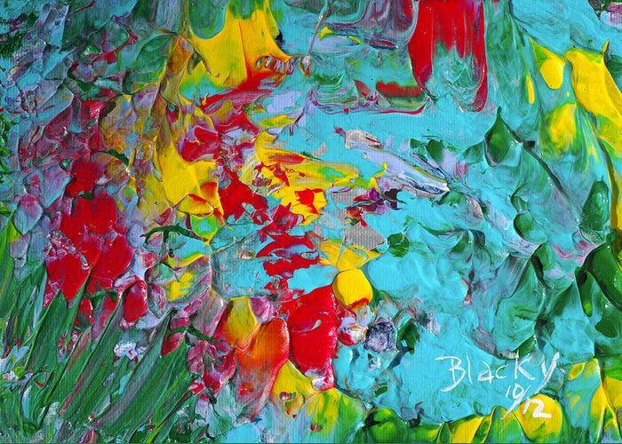 Bold Abstract Greeting Card featuring the painting Down The Garden Path by Donna Blackhall