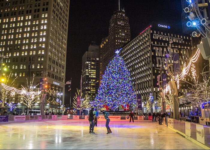 Detroit Greeting Card featuring the photograph Downtown Detroit Ice Rink by John McGraw