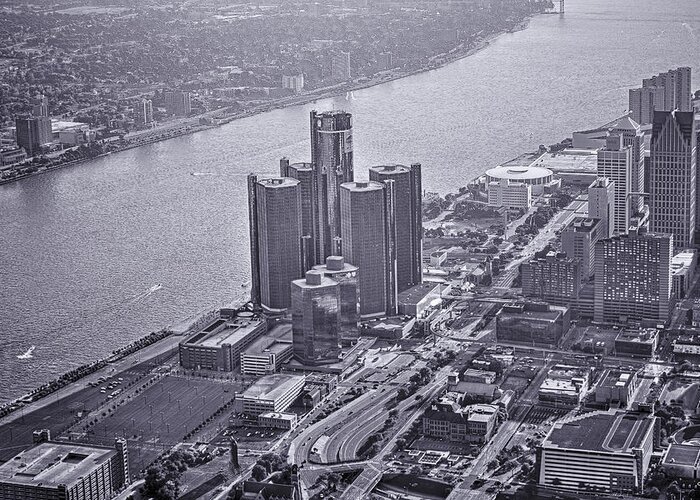 Renaissance Center Greeting Card featuring the photograph Downtown Detroit by Nicholas Grunas