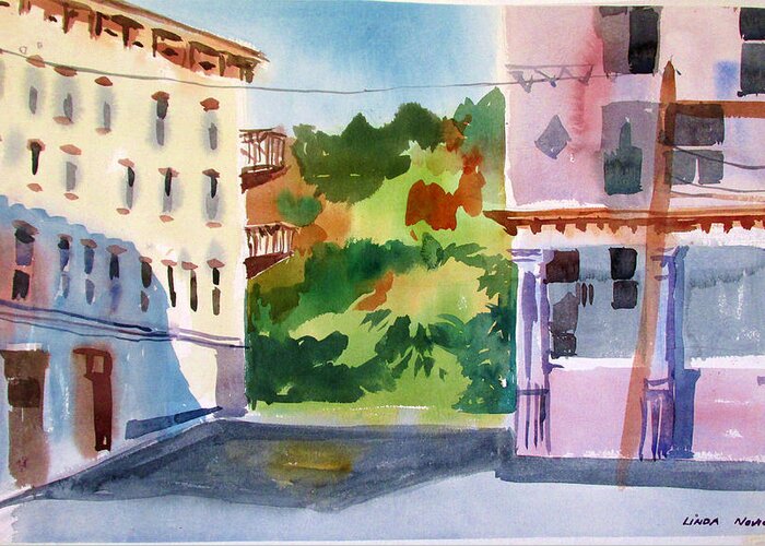 Kingston Greeting Card featuring the painting Downtown Kingston New York by Linda Novick