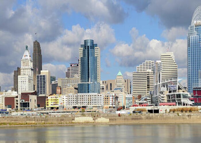 Downtown District Greeting Card featuring the photograph Downtown Skyline, Cincinnati, Ohio by Dennis Macdonald