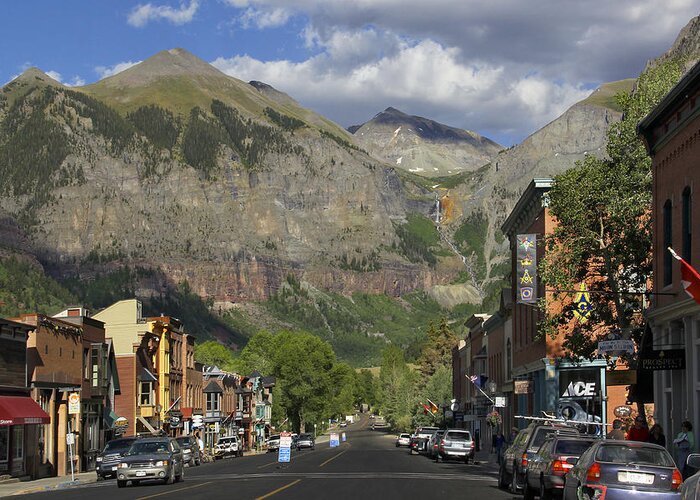 Rocky Mountains Greeting Card featuring the photograph Downtown Telluride Colorado by Mike McGlothlen