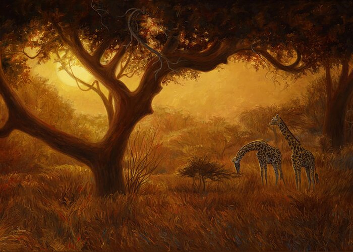Africa Greeting Card featuring the painting Dreamland by Lucie Bilodeau