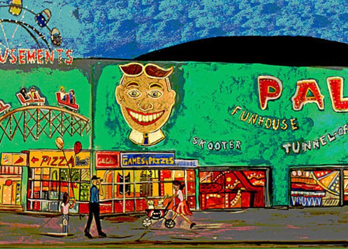 Asbury Park Palace Greeting Card featuring the painting Dreams of the Palace by Patricia Arroyo