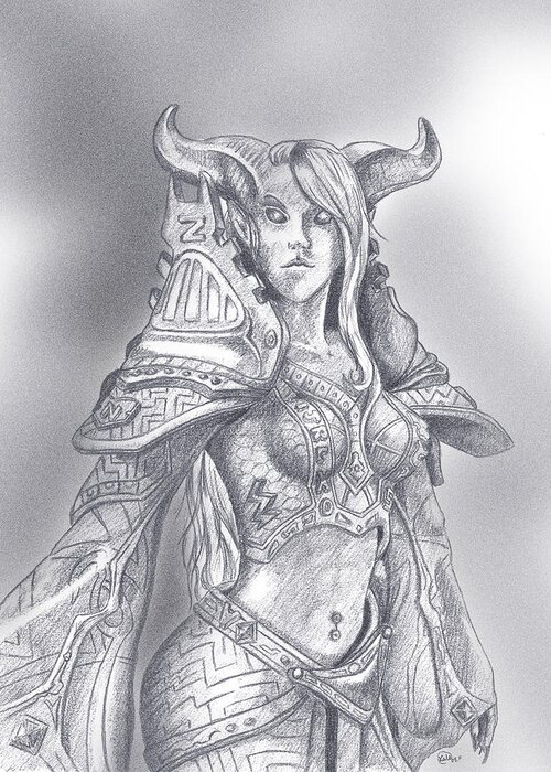 World Of Warcraft Greeting Card featuring the drawing Drenai Mage by Kate Black