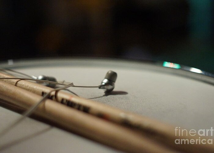 Drumsticks Greeting Card featuring the photograph Drumsticks and Ear Buds by Lynda Dawson-Youngclaus