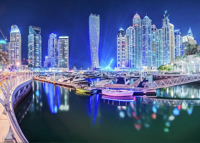 Standing Water Greeting Card featuring the photograph Dubai Marina by Thomas Kurmeier