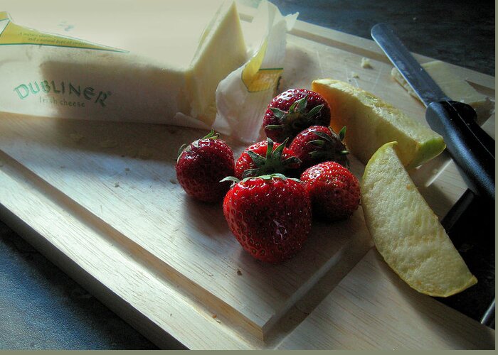 Still Life Art Greeting Card featuring the photograph Cheese and Fruit by Kandy Hurley