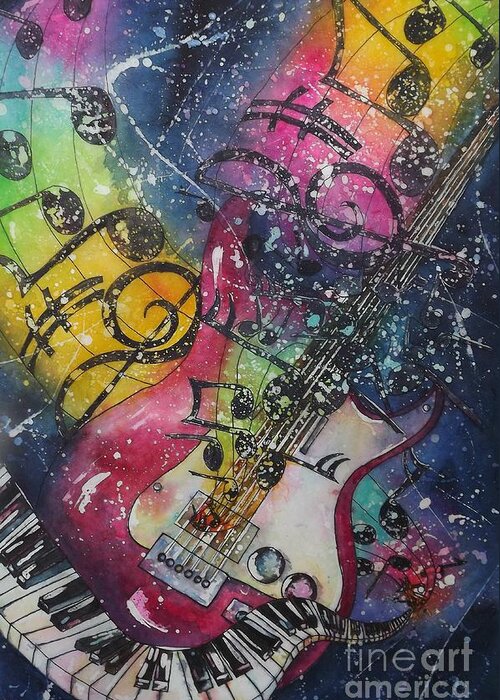 Guitar Greeting Card featuring the painting Duet by Carol Losinski Naylor