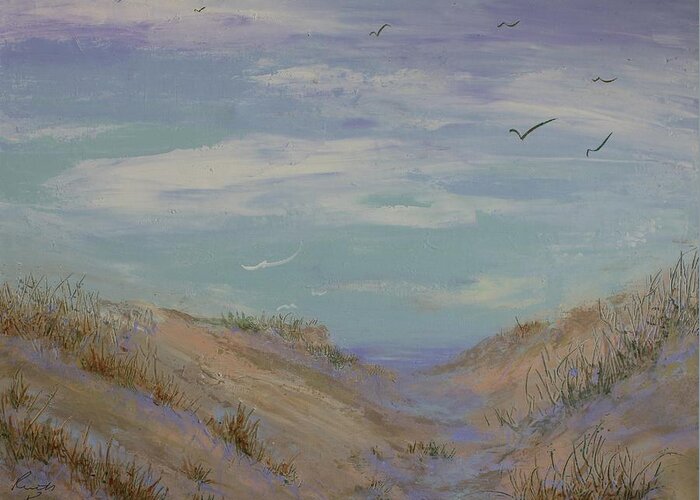 Sand Dunes Greeting Card featuring the painting Dune by Ruth Kamenev