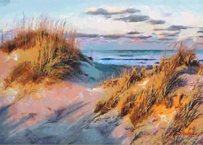 Ocean Greeting Card featuring the painting Dunes by Lynne Jenkins