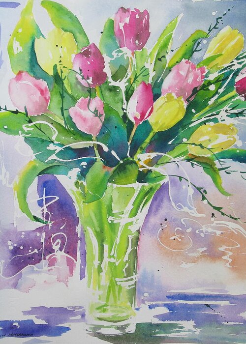 Watercolour Greeting Card featuring the painting Dutch Treat by John Nussbaum