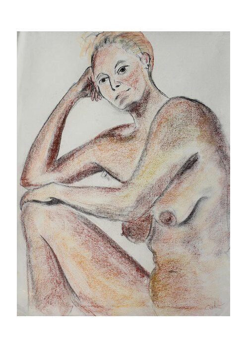Nude Drawing Greeting Card featuring the pastel Dynamic Model by Asha Carolyn Young