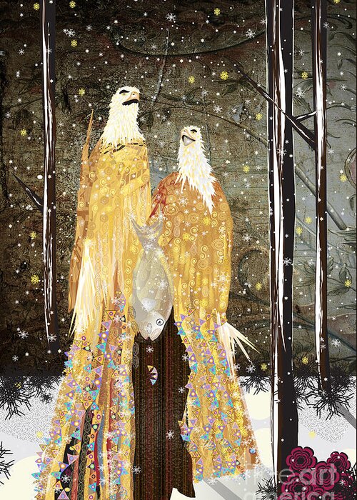 Eagles Greeting Card featuring the digital art Winter Dress by Kim Prowse
