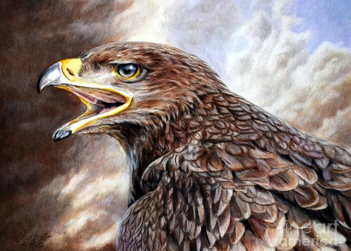 Eagle Greeting Card featuring the painting Eagle cry by Lachri