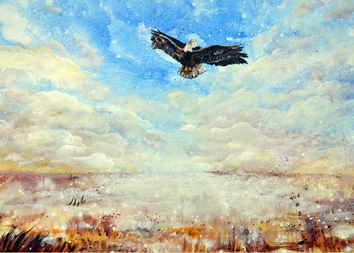 Eagles Greeting Card featuring the painting Eagles Unite by Ashleigh Dyan Bayer