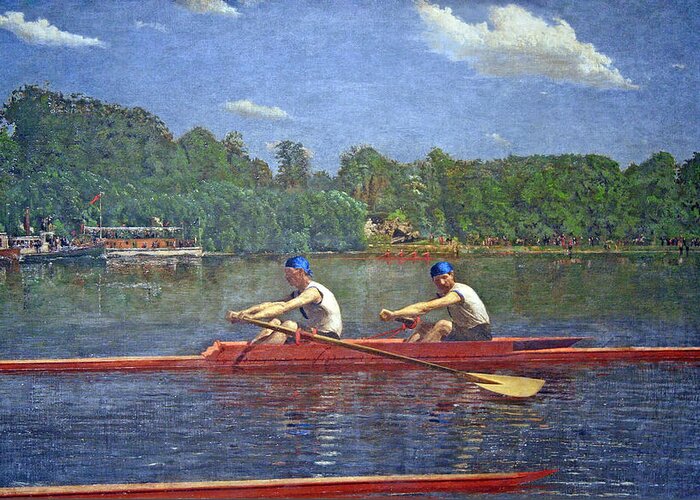 The Biglin Brothers Racing Greeting Card featuring the photograph Eakins' The Biglin Brothers Racing by Cora Wandel