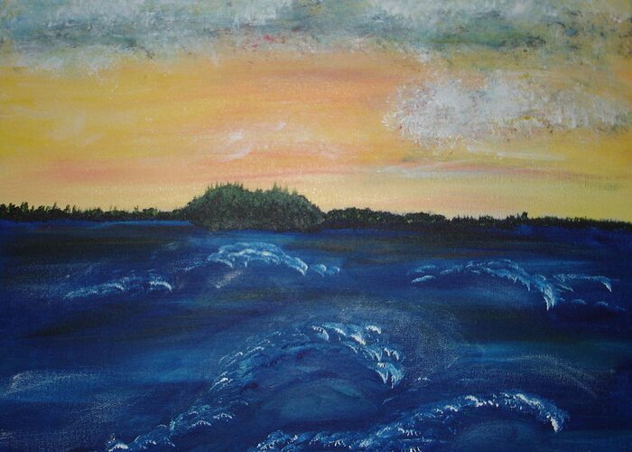 Water Greeting Card featuring the painting Early Morning on MDI by Angie Butler