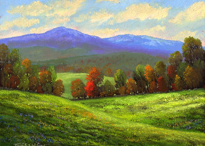 Autumn Greeting Card featuring the painting Early September Green Mountains by Frank Wilson