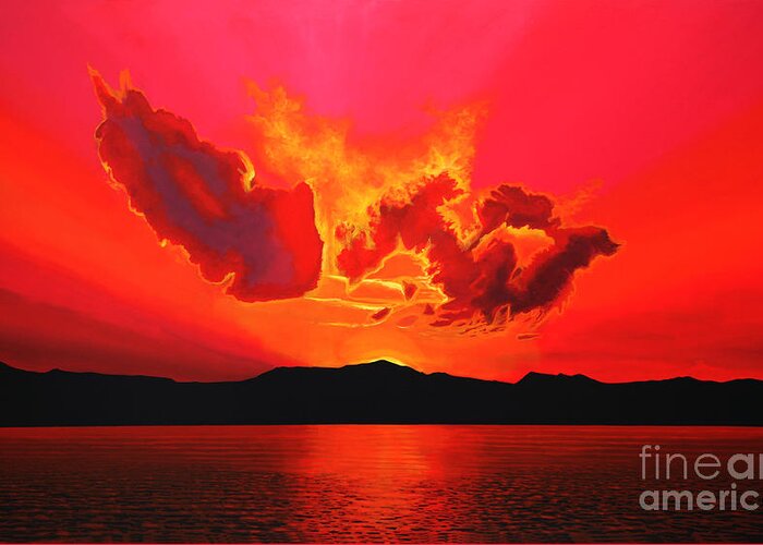Paul Meijering Greeting Card featuring the painting Earth Sunset by Paul Meijering