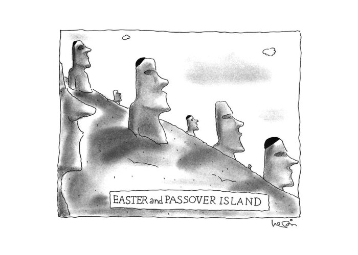 Religion Greeting Card featuring the drawing Easter And Passover Island by Arnie Levin