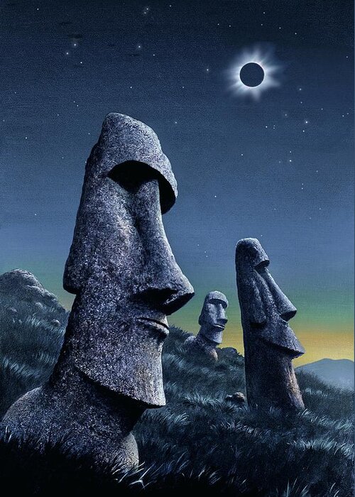 Sun Greeting Card featuring the photograph Easter Island Total Solar Eclipse by David A. Hardy/science Photo Library