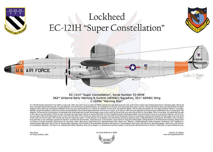 Lockheed Greeting Card featuring the digital art EC-121H Super Constellation by Arthur Eggers