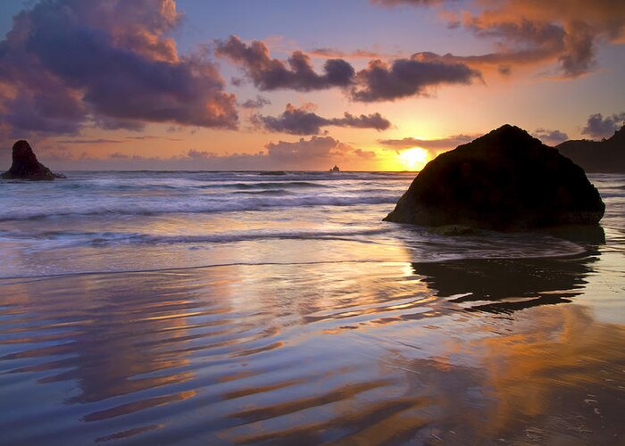 Sunset Greeting Card featuring the photograph Ecola Sunset by Michael Dawson