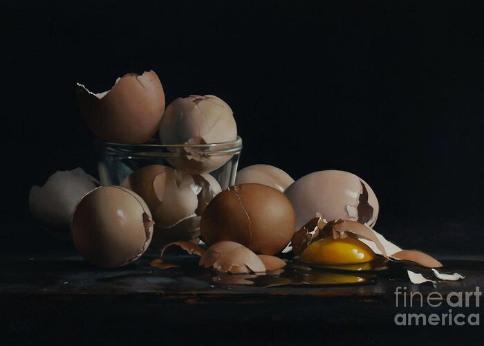 Artist Greeting Card featuring the painting EGG AND SHELLS no.5 by Lawrence Preston