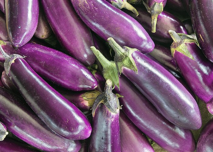 Eggplant Greeting Card featuring the photograph Eggplant Vegetable Background by Jit Lim