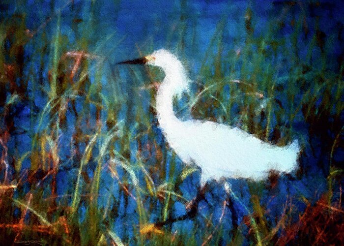 Egret Greeting Card featuring the painting Egret by Patrick J Osborne
